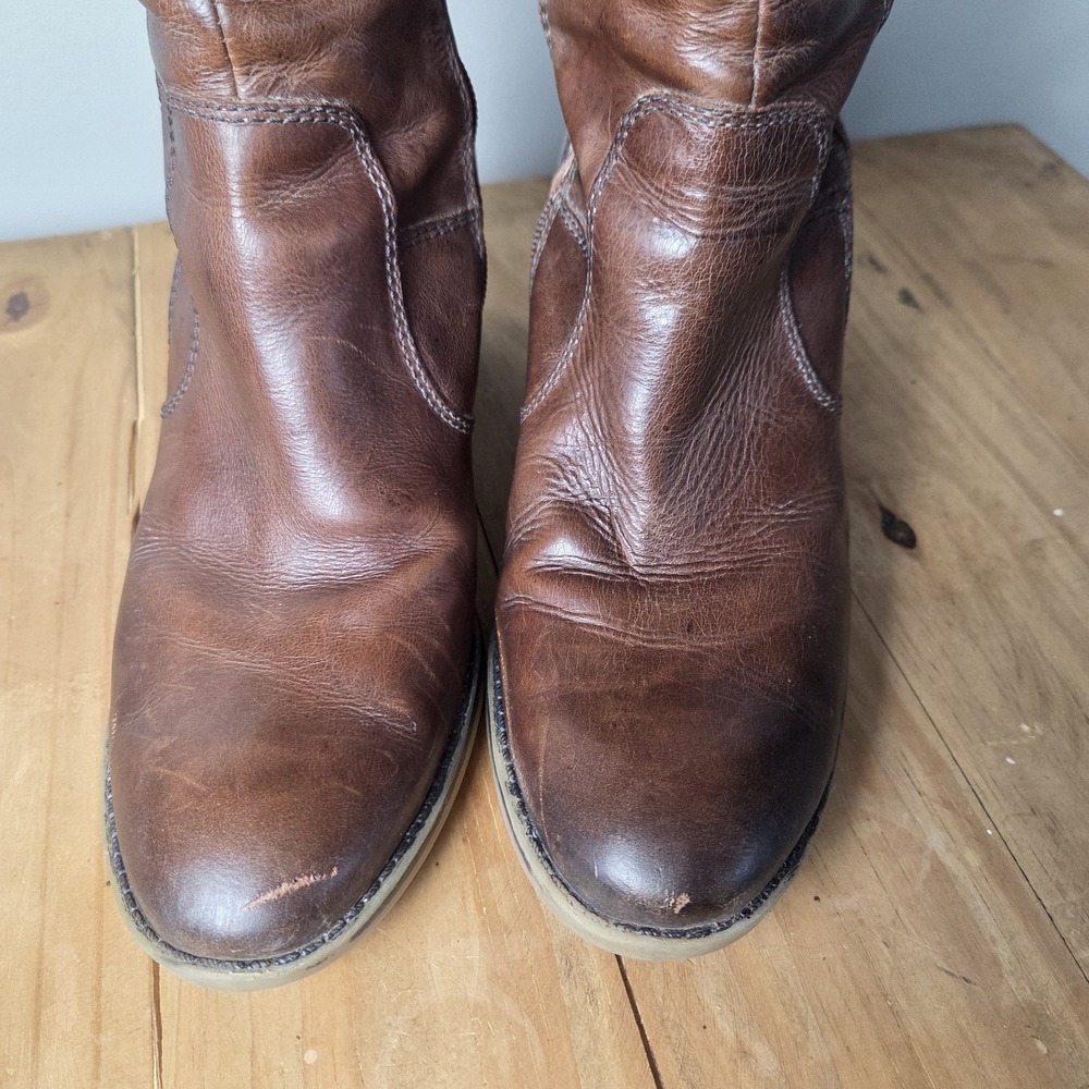 Naturalizer ORA Wide Shaft Riding Boots Sz 9 Distressed Coffee Bean Brown - Picture 10 of 16